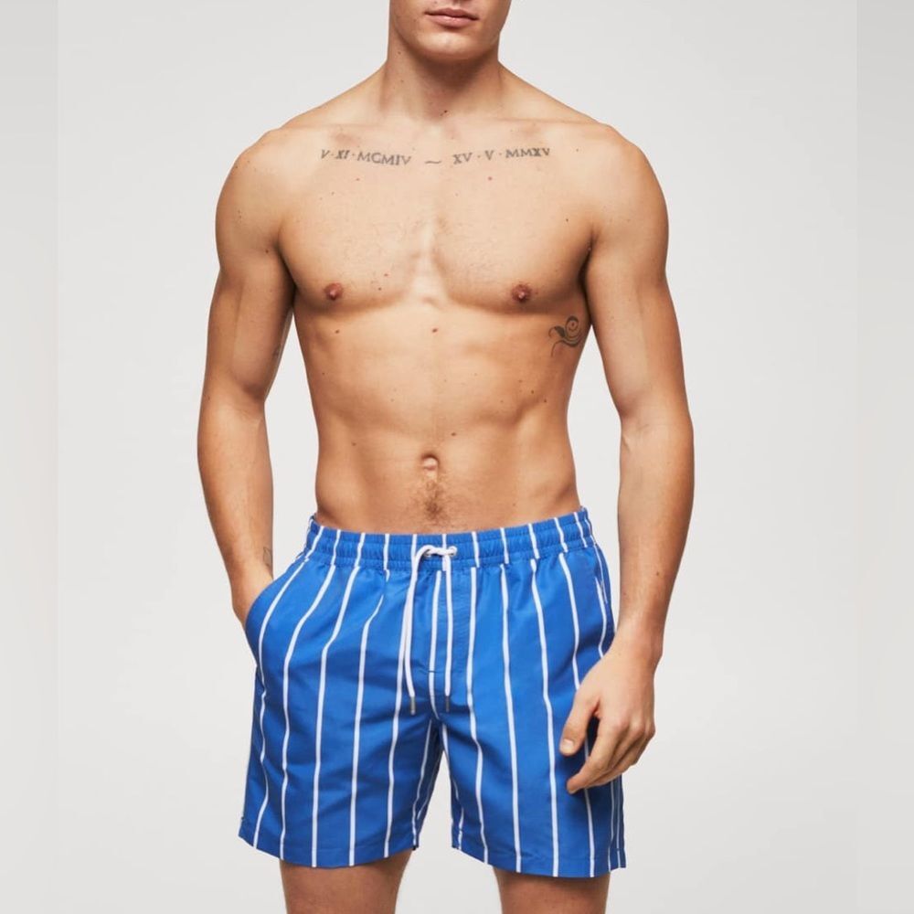 NWT J crew striped swimming trunks M